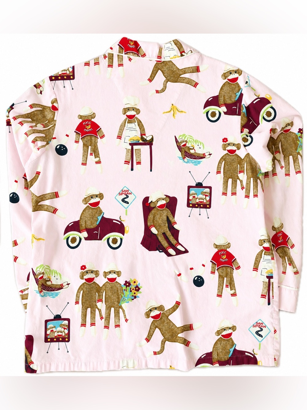 Nick & Nora Pink Women’s Sock Monkey Pajama Set L - Picture 7 of 13